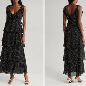 Worn-Once WAYF Dorothy Polka Dot Tiered Maxi Dress (Nordstrom) | Polka-Dot | L